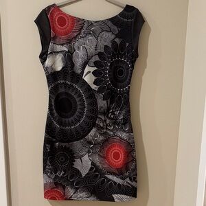 Desigual Black and Red Floral Mini Dress